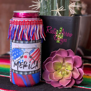 Slim Sunglasses America Fringe Koozie - Gypsy Rae Boutique, LLC