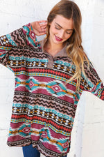 Charger l&#39;image dans la galerie, Taupe Multi Color Design Blouse - Gypsy Rae Boutique
