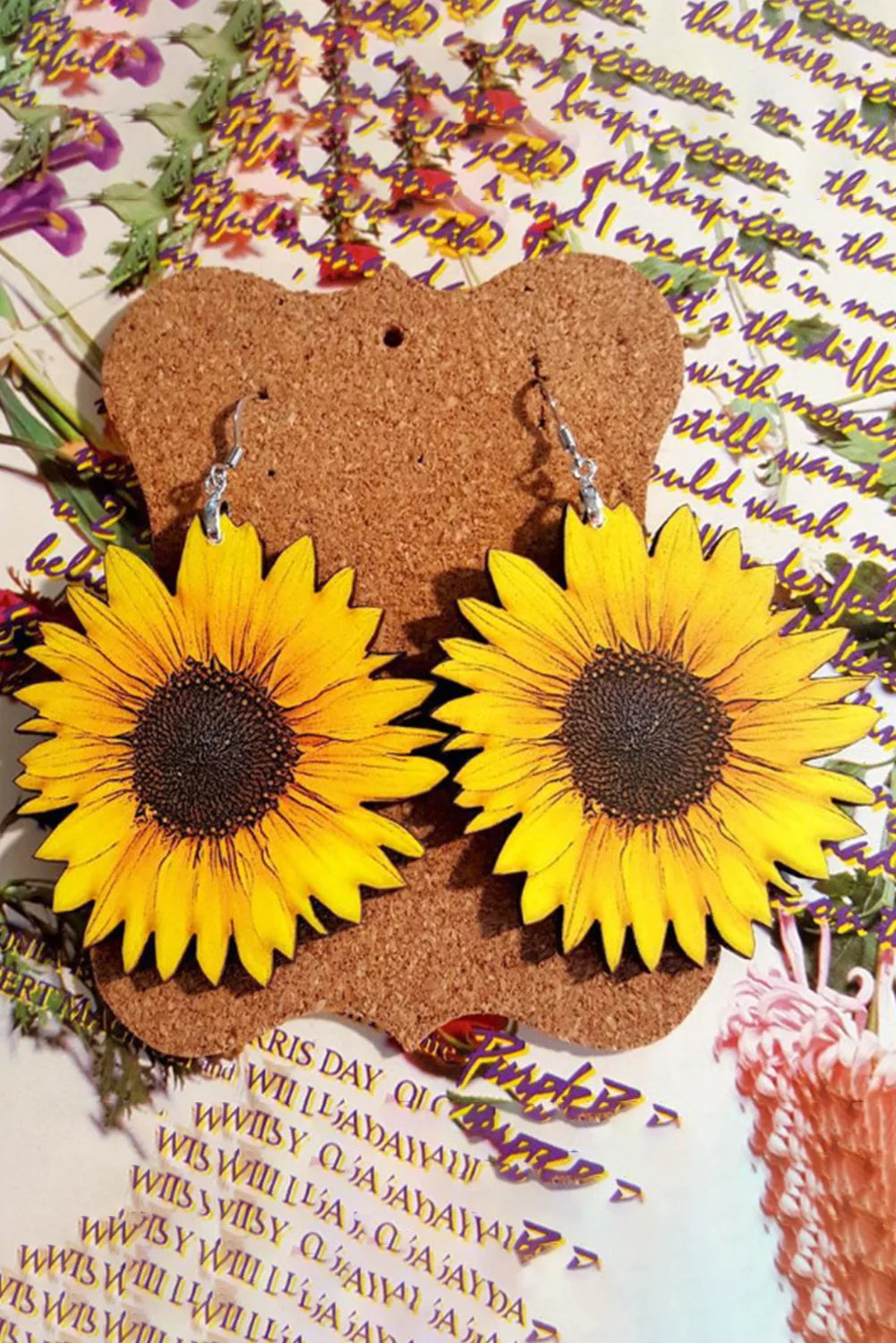 Sunflower Wood Earrings - Gypsy Rae Boutique, LLC