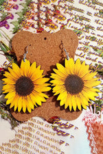 Charger l&#39;image dans la galerie, Sunflower Wood Earrings - Gypsy Rae Boutique, LLC
