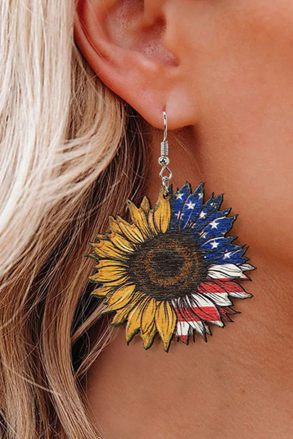 Merica Sunflower Wood Earrings - Gypsy Rae Boutique, LLC