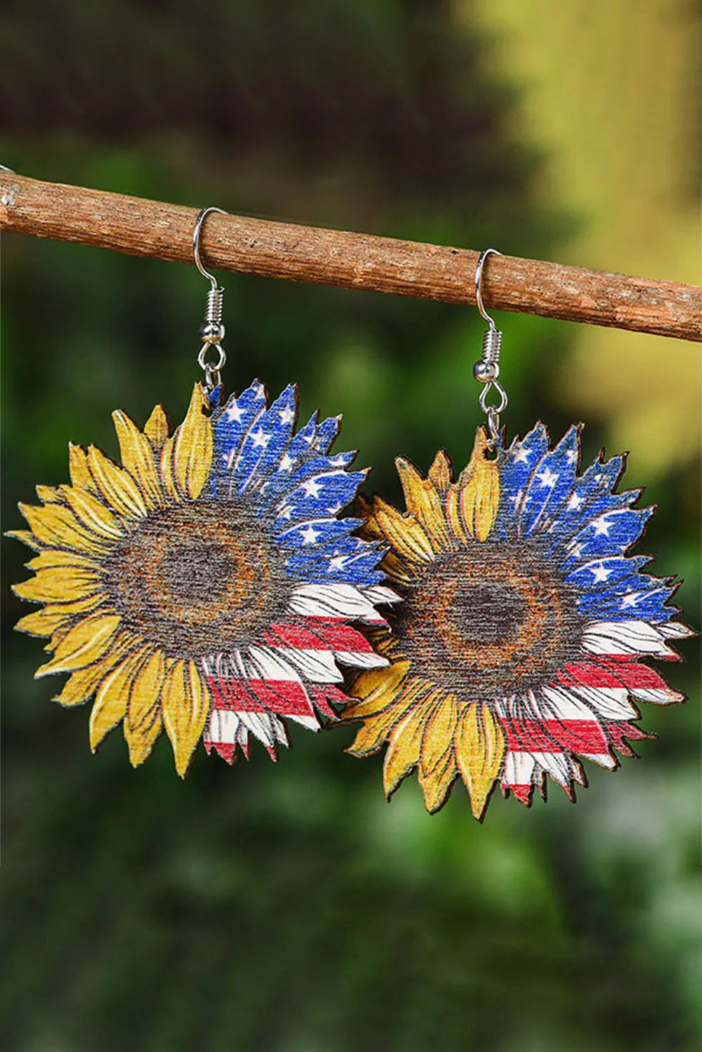 Merica Sunflower Wood Earrings - Gypsy Rae Boutique, LLC