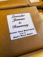 Kép betöltése a galériamegjelenítőbe: Lavender, Jasmine and Rosemary Goat Milk Bar Soap Organic - Gypsy Rae Boutique
