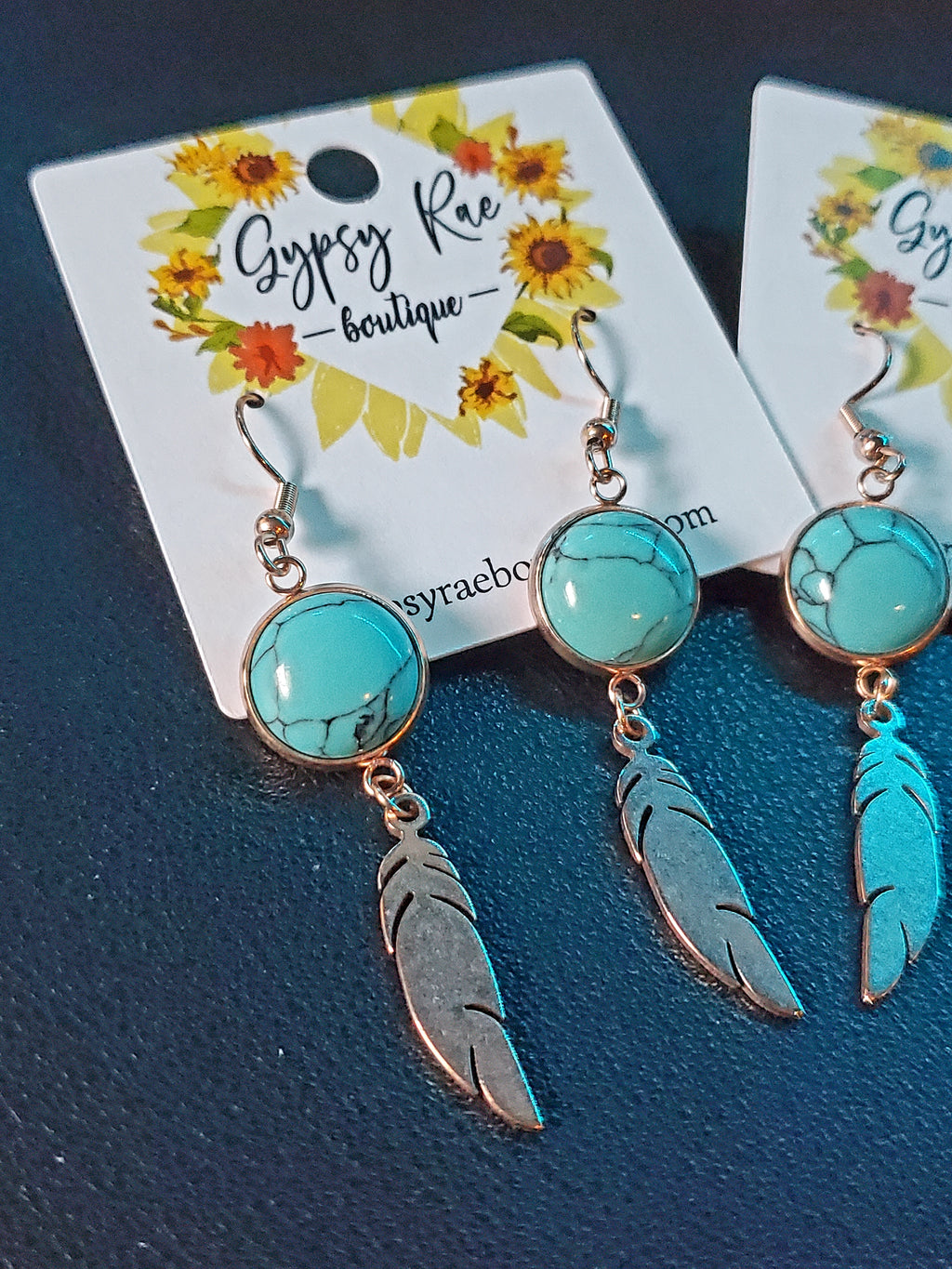 Turquoise Feather Earrings - Gypsy Rae Boutique