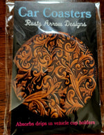 Cargar imagen en el visor de la galería, Tooled Leather Car Coaster - Gypsy Rae Boutique, LLC
