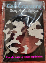 Cargar imagen en el visor de la galería, Cowprint Car Coaster - Gypsy Rae Boutique, LLC
