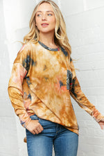 Ladda upp bild till gallerivisning, Orange Tie Dye Mix Blouse - Gypsy Rae Boutique
