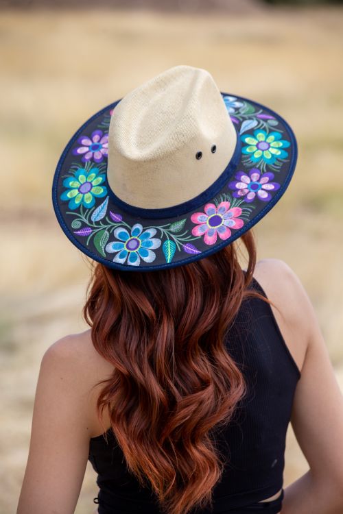 Floral Hand Embroidered Hat - Gypsy Rae Boutique, LLC