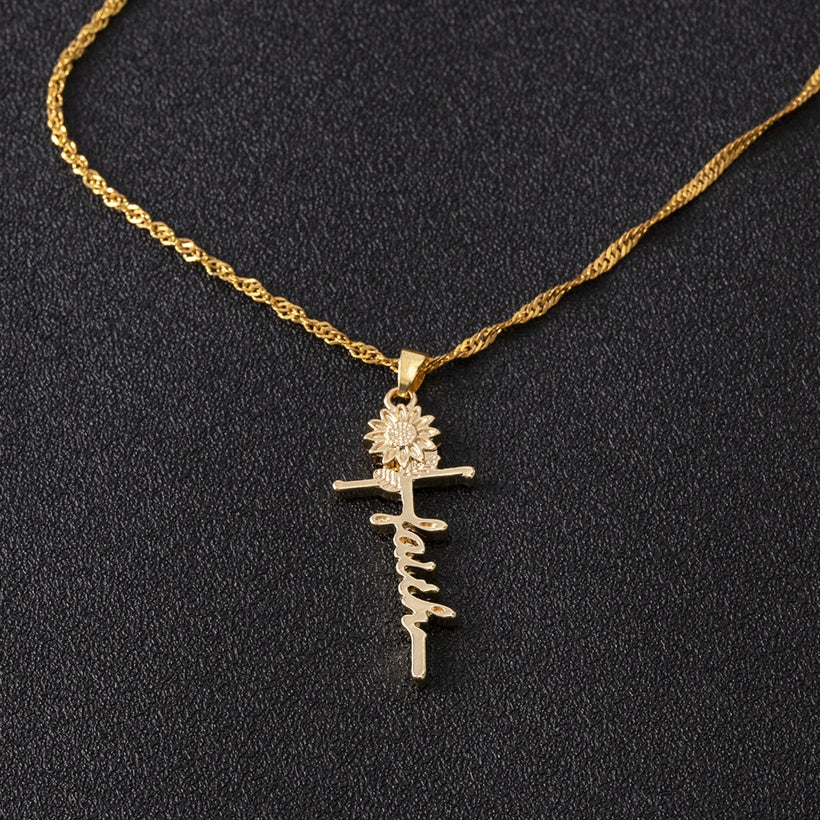 Sunflower hotsell cross necklace