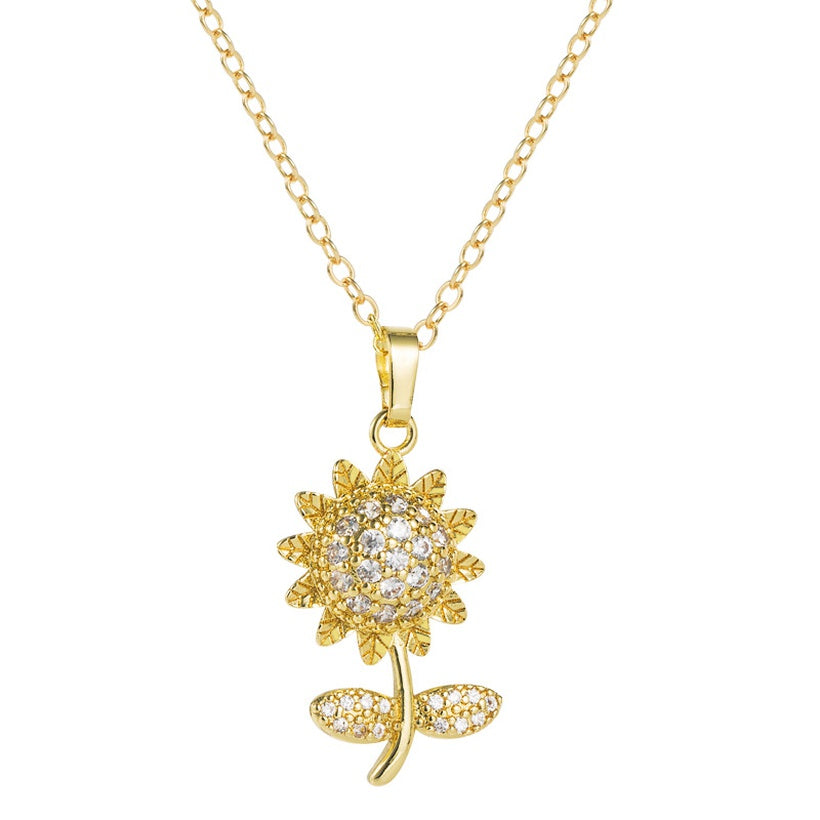 Copper Sunflower Diamond Necklace - Gypsy Rae Boutique, LLC