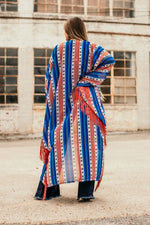 Ladda upp bild till gallerivisning, Americana Serape Kimono with Red Fringe - Gypsy Rae Boutique
