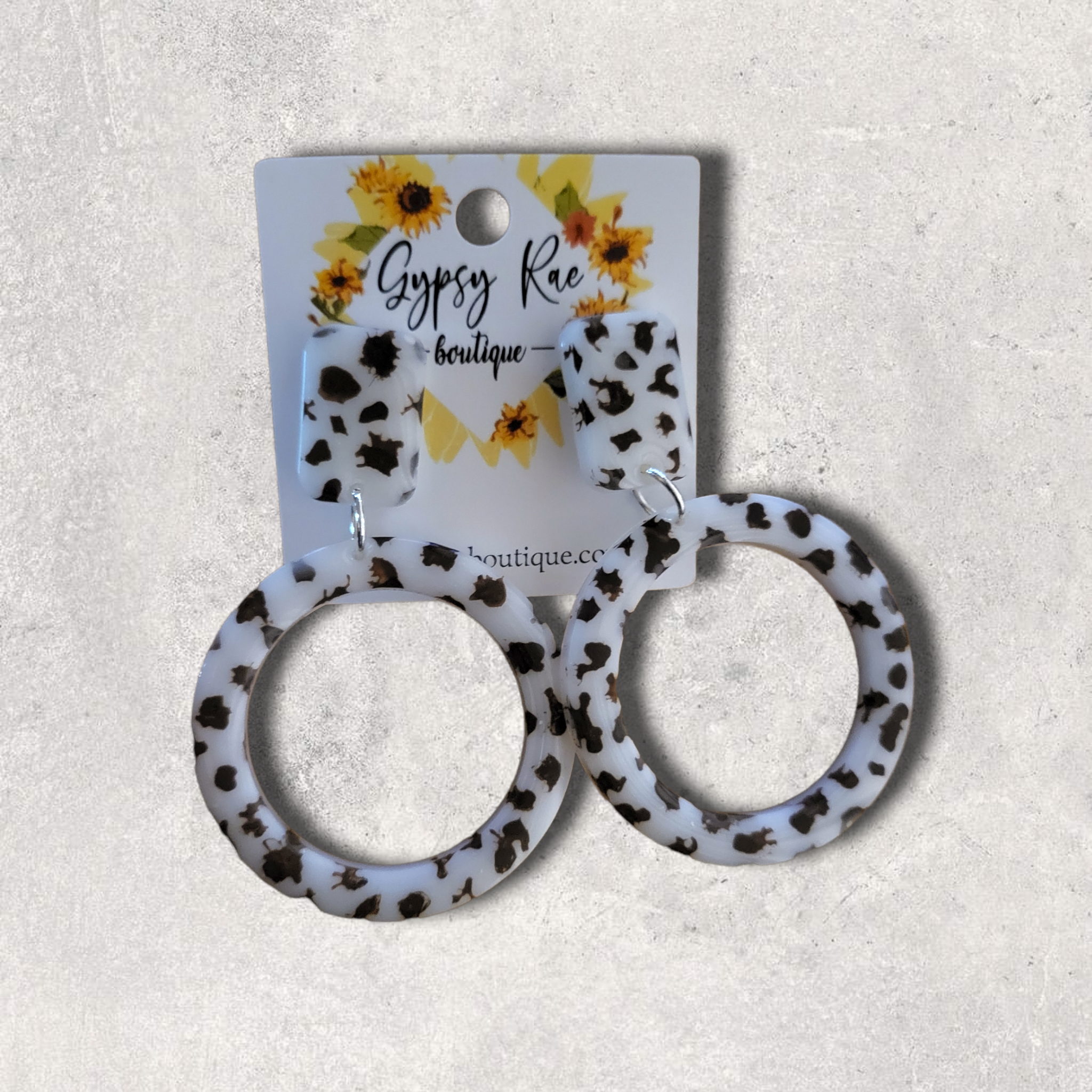 Cowprint Resin Earrings - Gypsy Rae Boutique, LLC