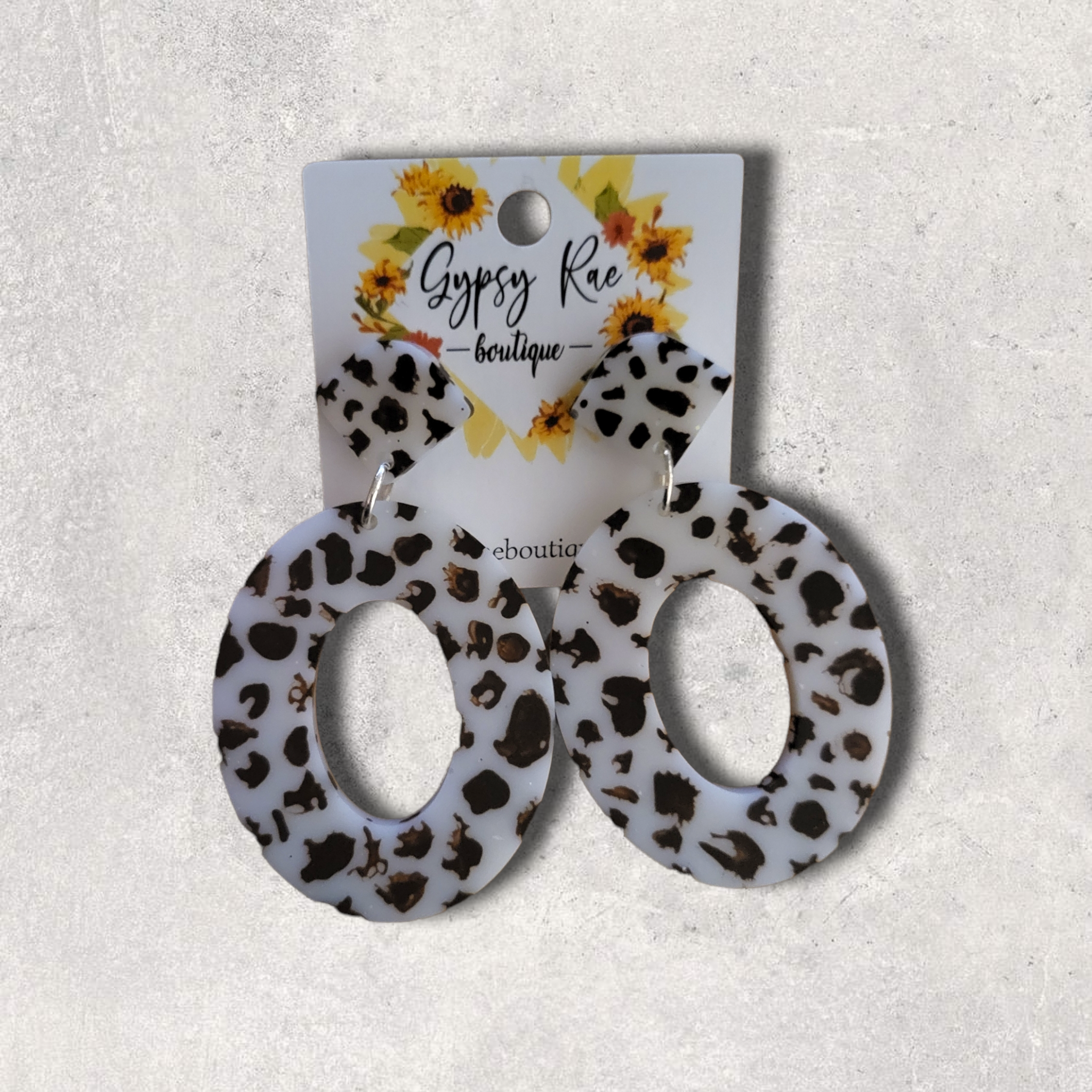 Cowprint Resin Earrings - Gypsy Rae Boutique, LLC