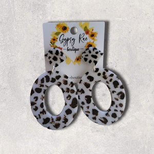 Cowprint Resin Earrings - Gypsy Rae Boutique, LLC