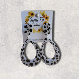 Cowprint Resin Earrings - Gypsy Rae Boutique, LLC