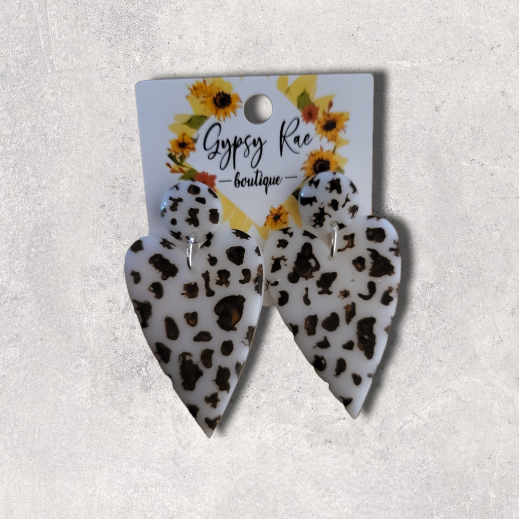 Cowprint Resin Earrings - Gypsy Rae Boutique, LLC