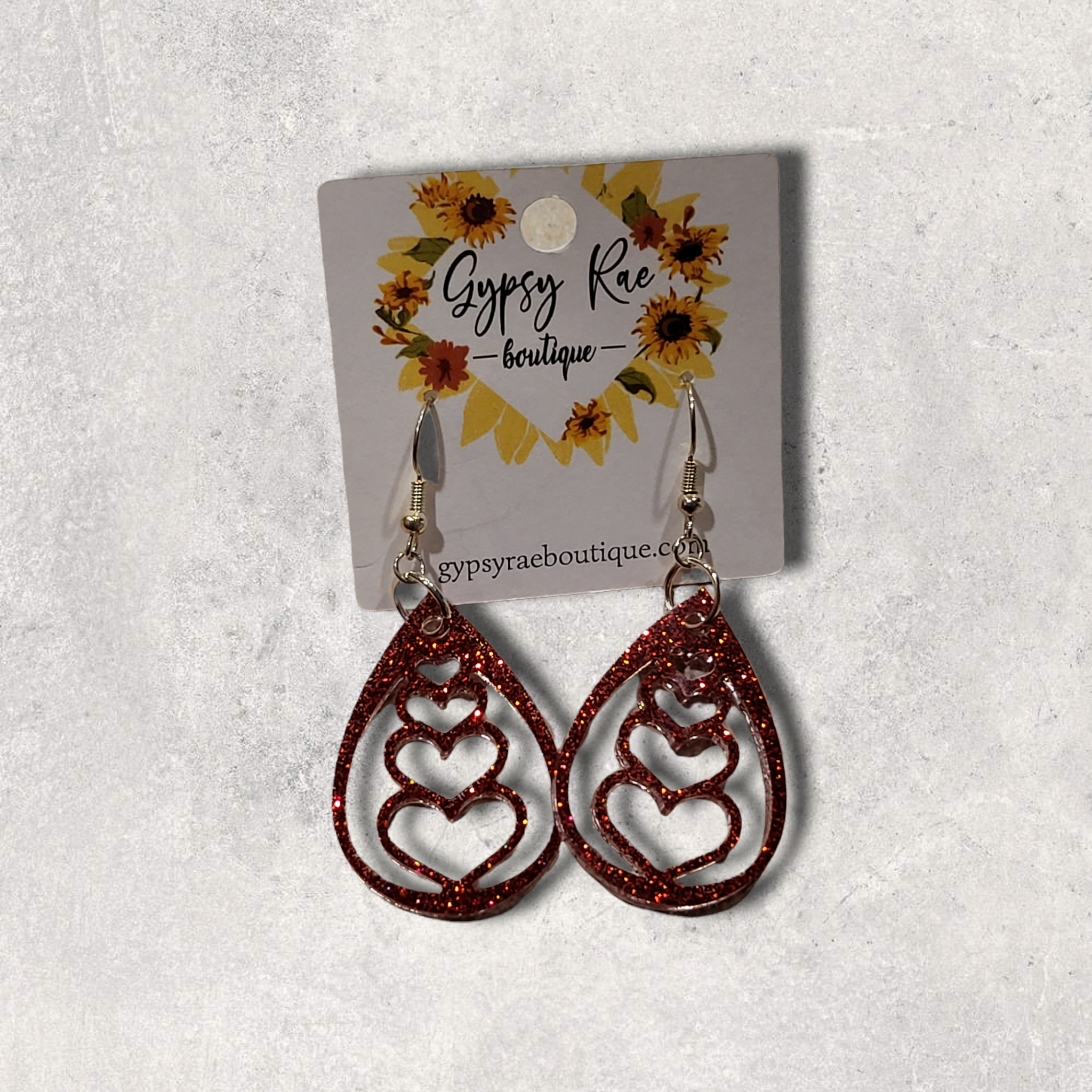 Heart Teardrop Resin Earrings - Gypsy Rae Boutique, LLC