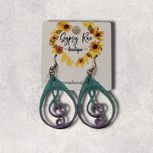 Treble Clef Resin Earrings - Gypsy Rae Boutique, LLC