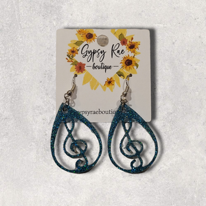 Treble Clef Resin Earrings - Gypsy Rae Boutique, LLC