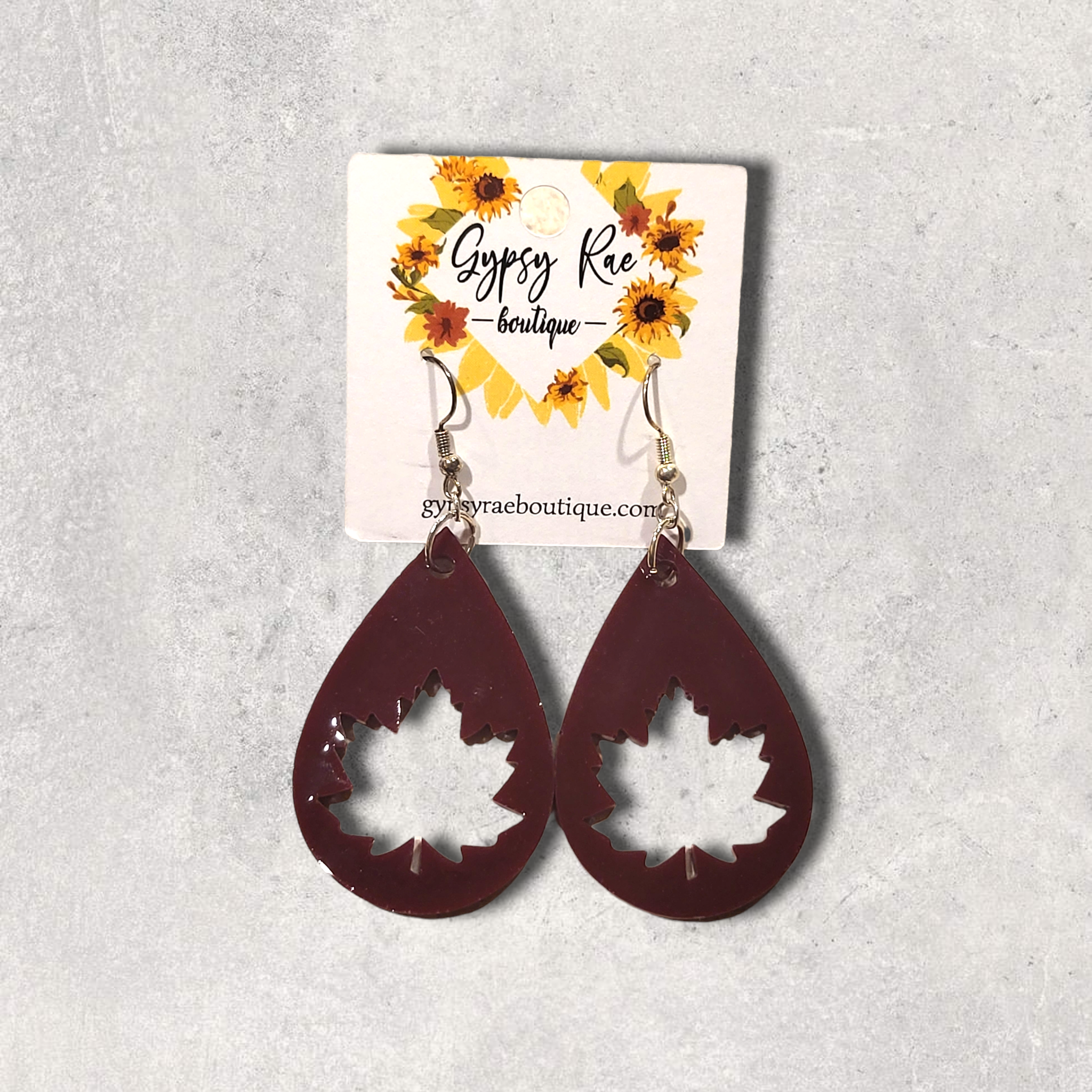 Leaf Teardrop Earrings - Gypsy Rae Boutique, LLC