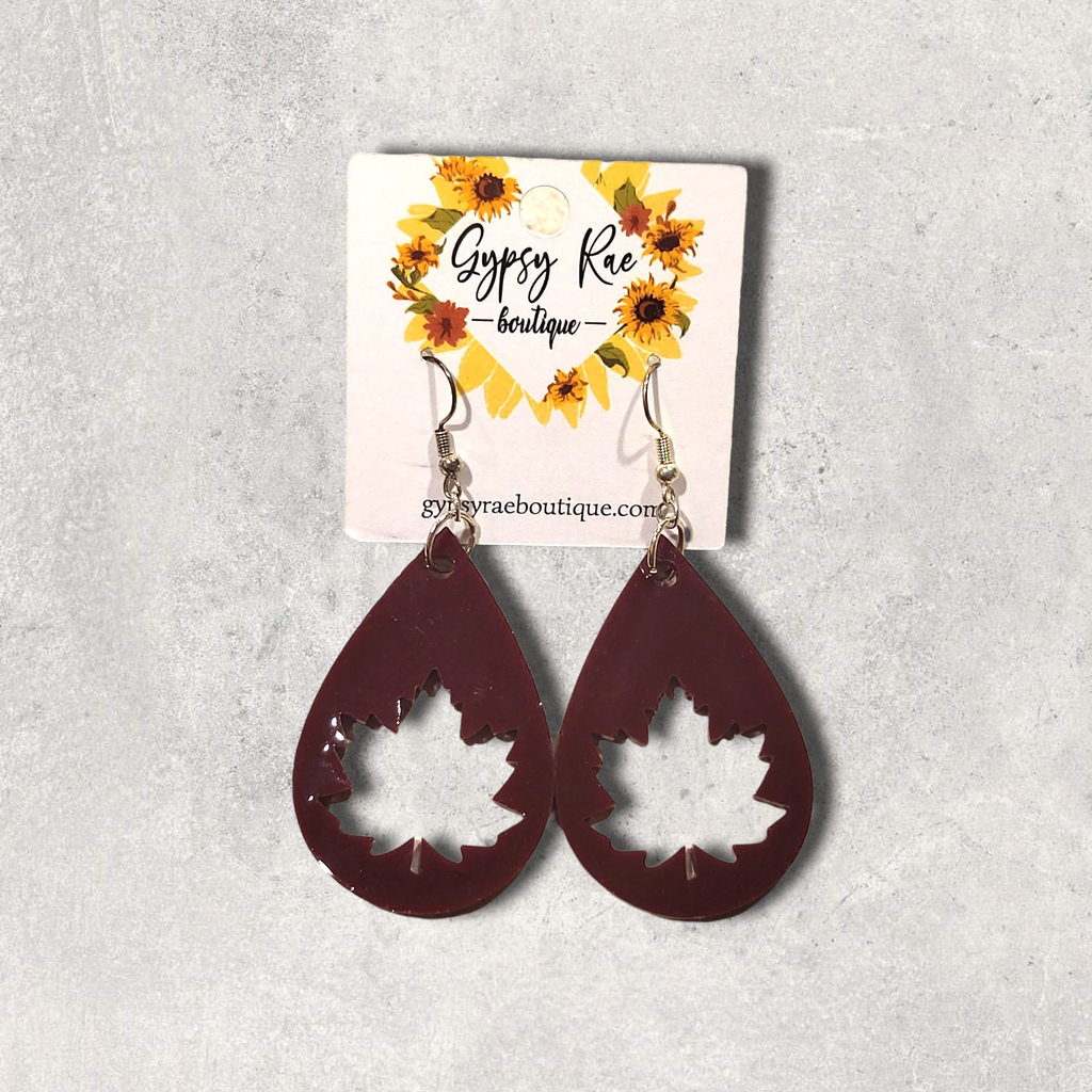 Leaf Teardrop Earrings - Gypsy Rae Boutique, LLC