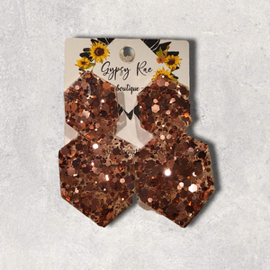 Double Hexagon Resin Statement Earrings - Gypsy Rae Boutique, LLC