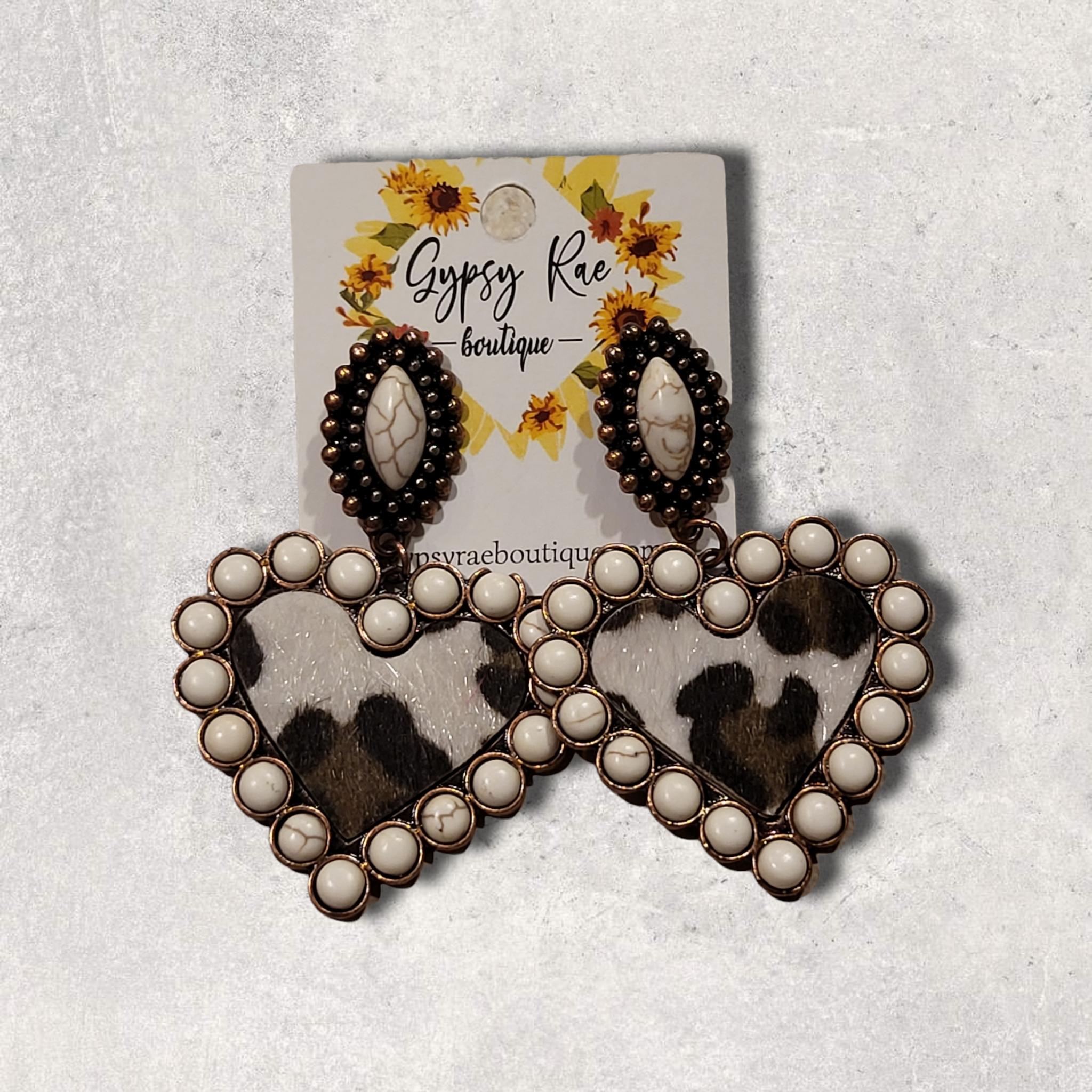 Cow Heart Earrings - Gypsy Rae Boutique, LLC