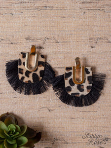 She's Fabulous Black Fringe Leopard Earrings - Gypsy Rae Boutique, LLC