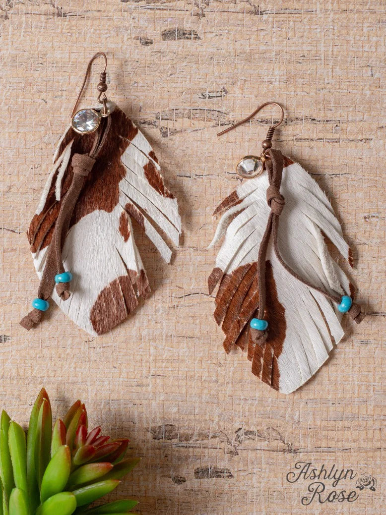 She's A Showstopper Cowhide Fringe Teardrop Earrings - Cowhide - Gypsy Rae Boutique, LLC