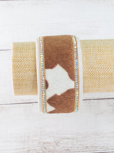 Cowhide Crystal Cuff Bracelet - Gypsy Rae Boutique, LLC