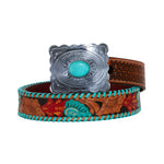 Carregar imagem no visualizador da galeria, Tropical Forest Hand-Tooled Leather Belt - Gypsy Rae Boutique, LLC
