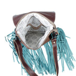 Charger l&#39;image dans la galerie, Effervescence Teal Cowhide Leather Crossbody - Gypsy Rae Boutique, LLC
